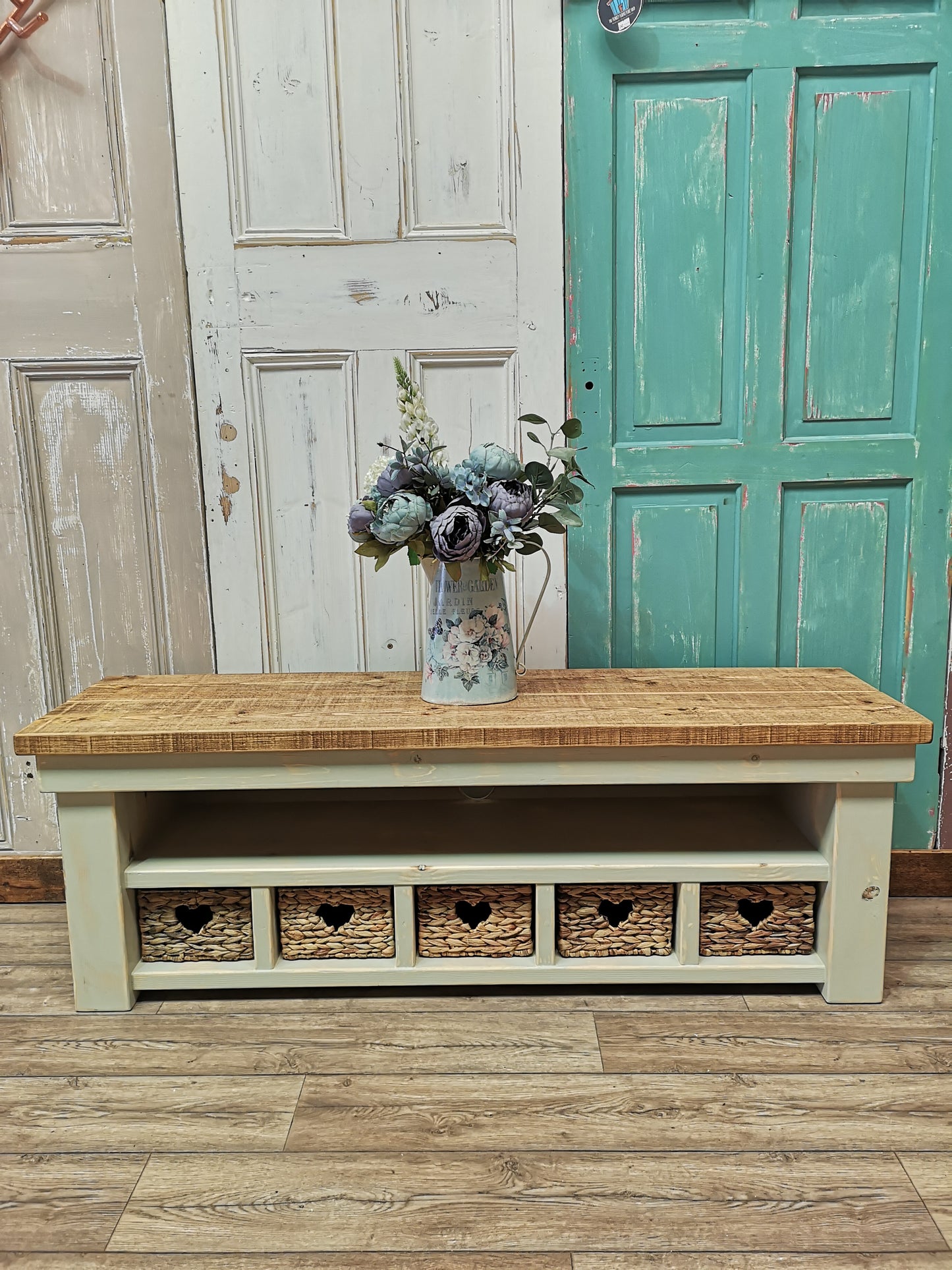 5 Basket - Medium Oak & Soft Grey Shab