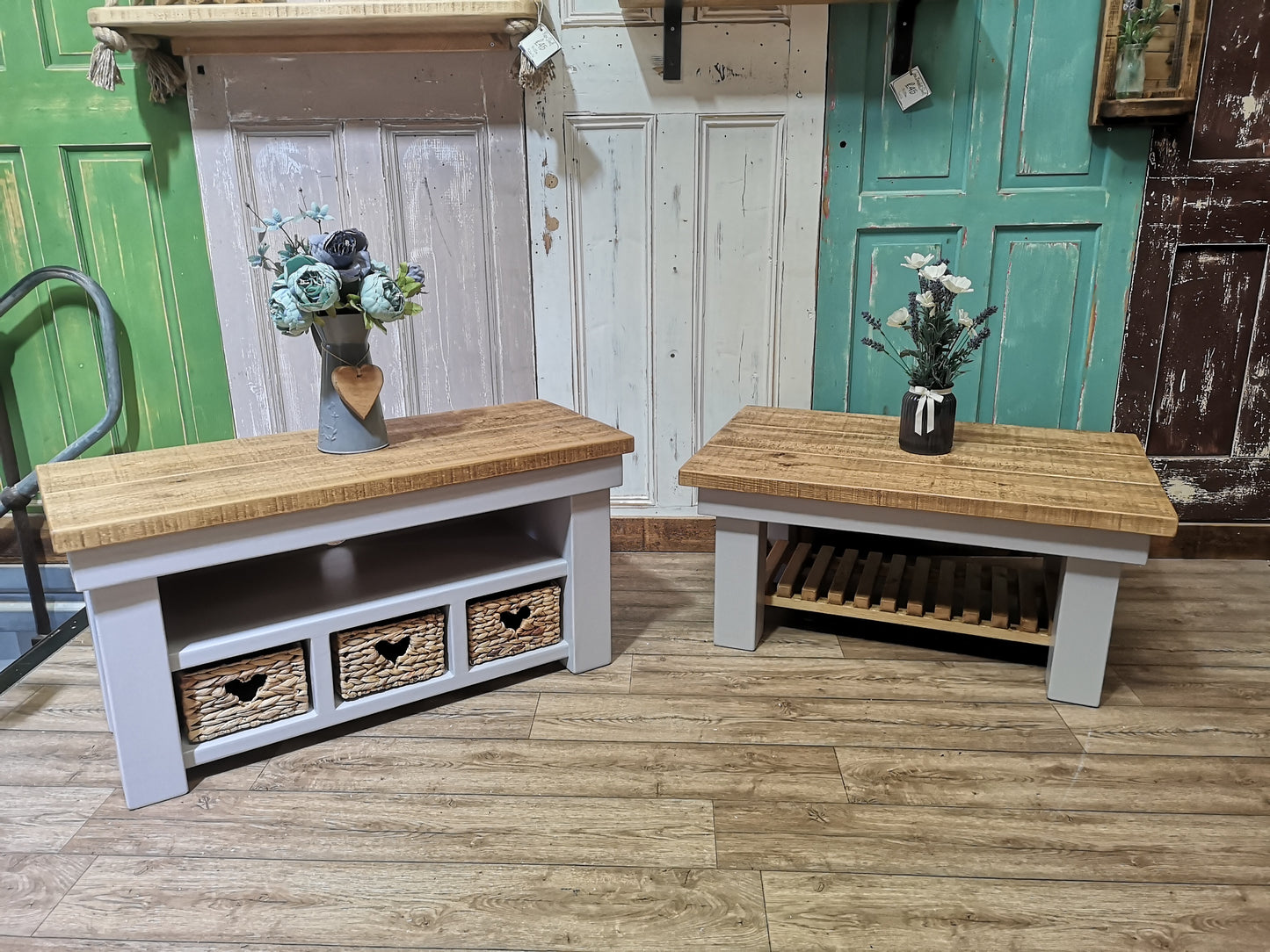 3 Basket - Medium Oak & Moonshot Solid