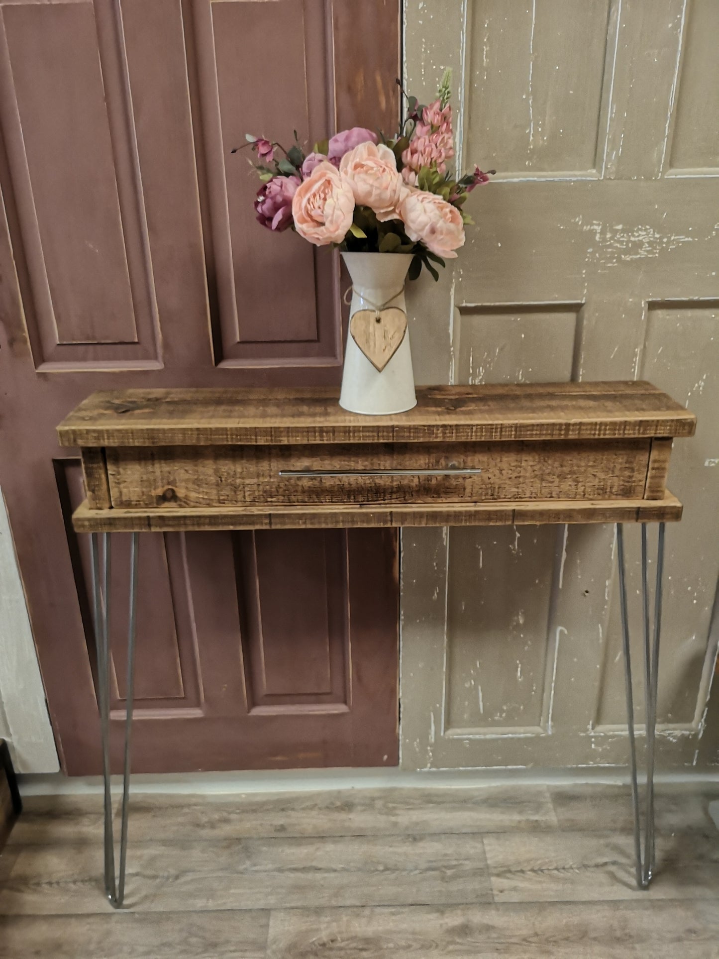 1 Drawer in Jacobean. Chrome Legs and T-bar. 