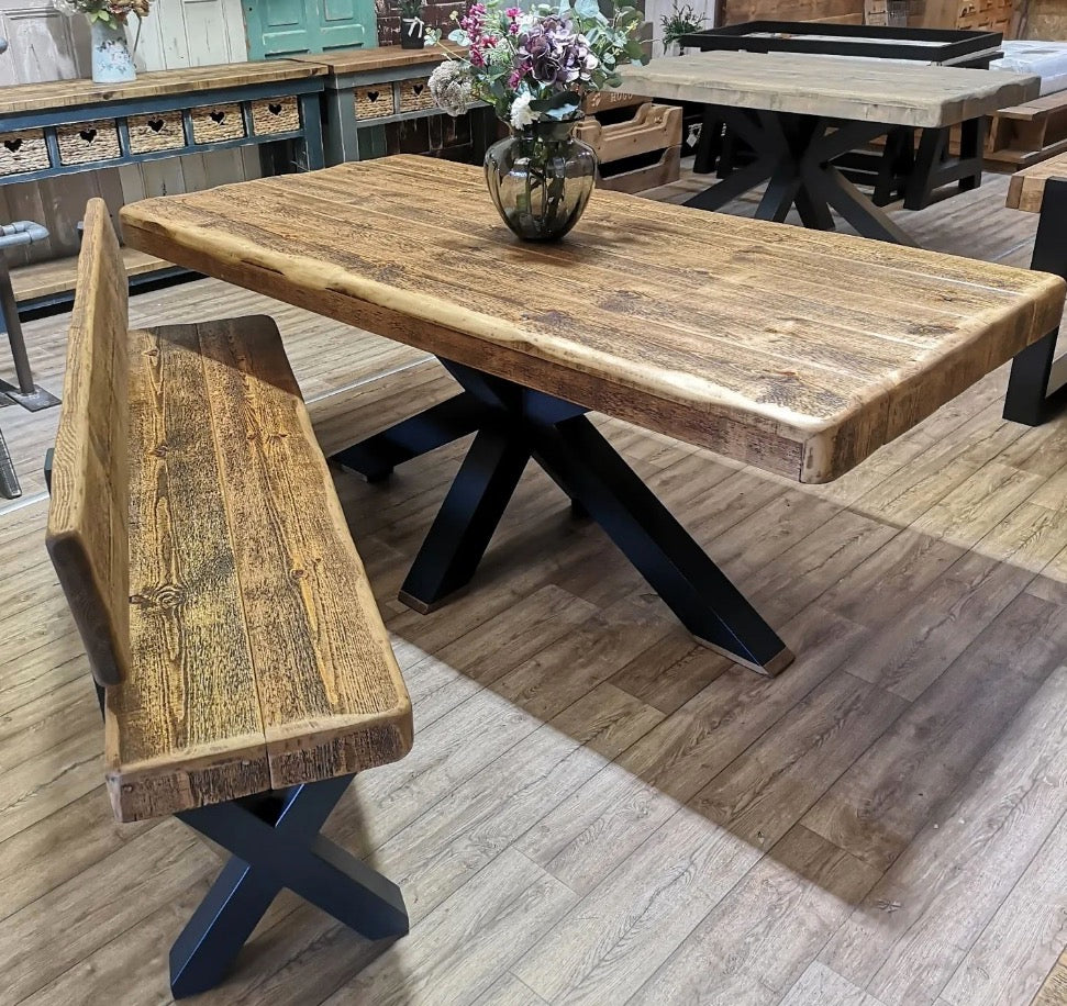 Jacobean & Anthracite. High-back bench.