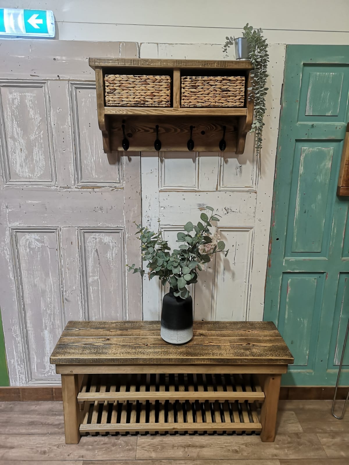 Large Shoerack and 2 Basket Coat hanger in Jacobean