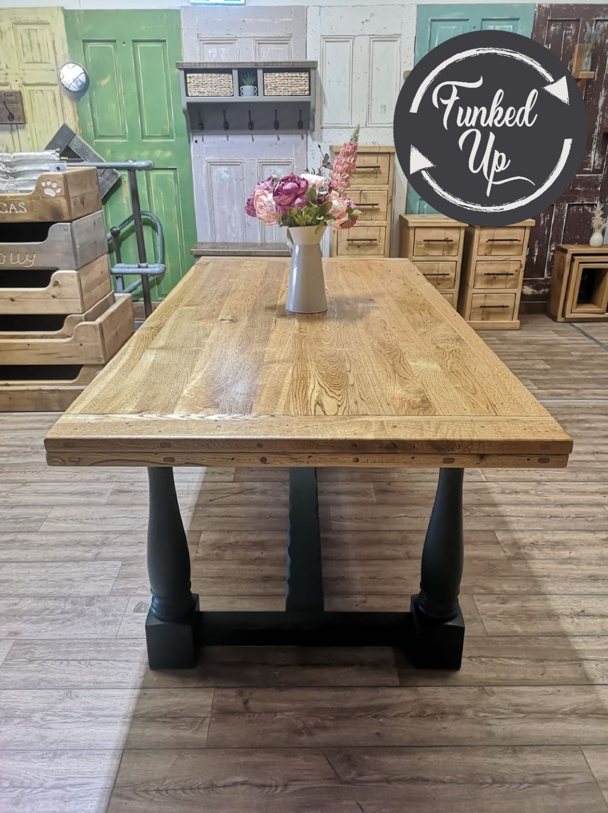 OUTLET - Funked-Up Solid Oak Extending Dining Table