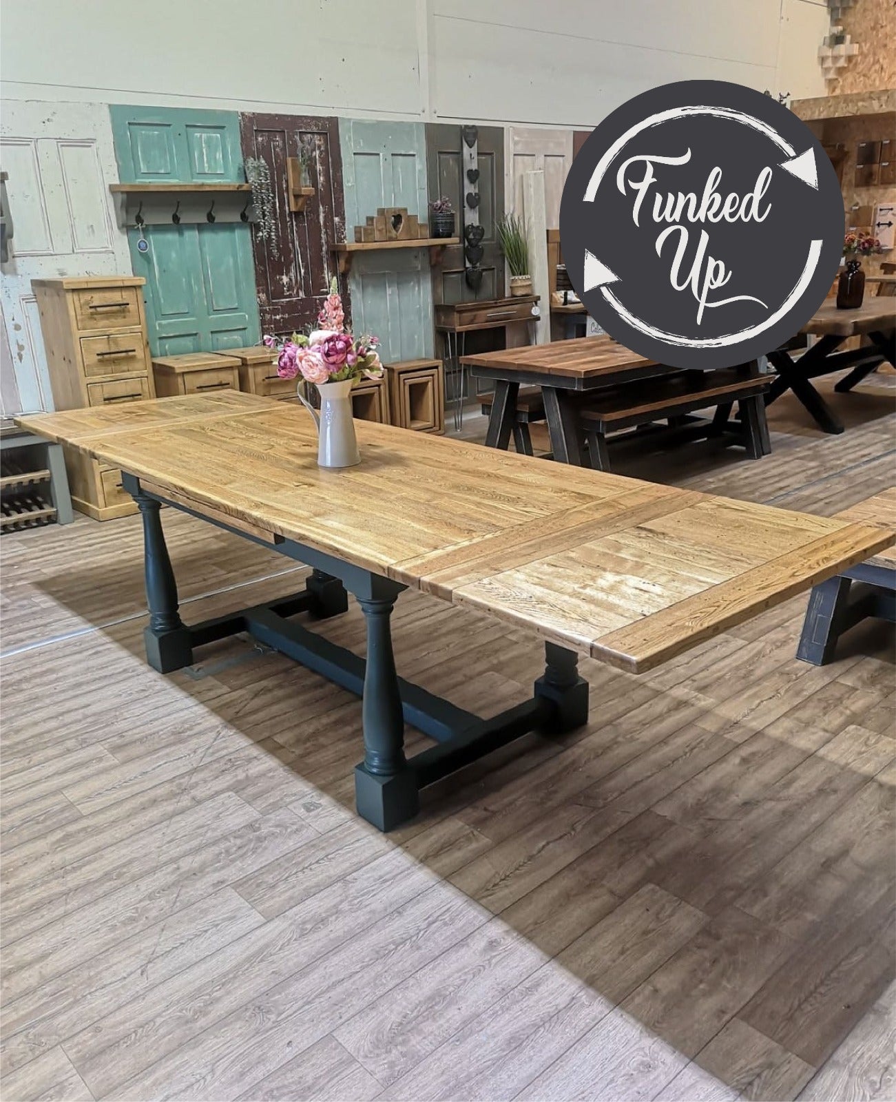 OUTLET - Funked-Up Solid Oak Extending Dining Table