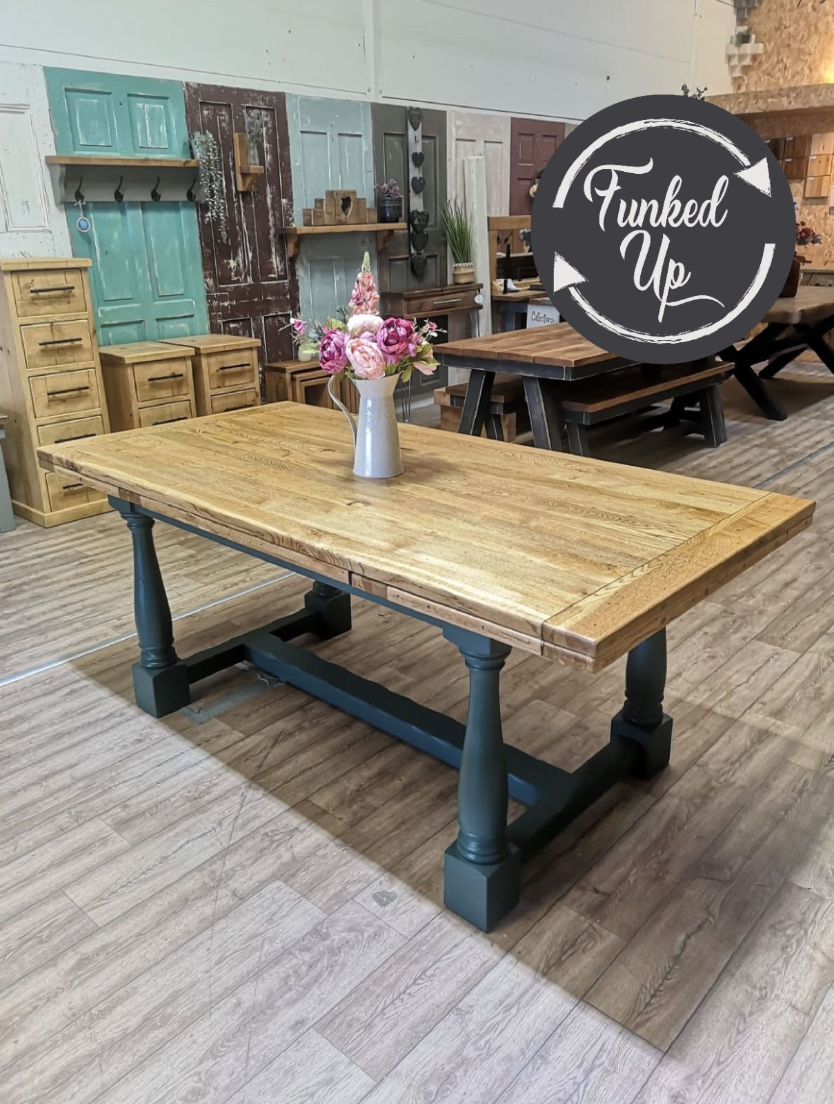 OUTLET - Funked-Up Solid Oak Extending Dining Table