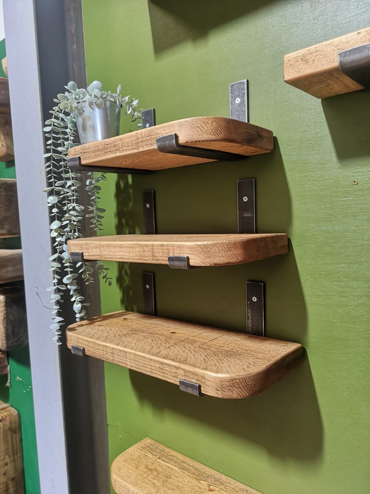 Upper Shelves in Medium Oak - curved corners
